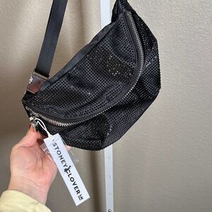 Brand New Stoney Clover Black Bedazzled Belt Bag — NWT